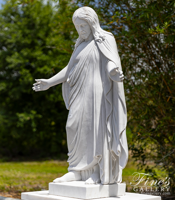 Marble Statues  - White Marble Jesus Statue - MS-1164